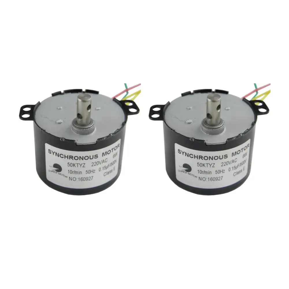 Миниатюрный низкоскоростной электродвигатель CHACNS, 50KTYZ, 220 В, 10 об/мин, синхронный редукторный двигатель, 2 шт.