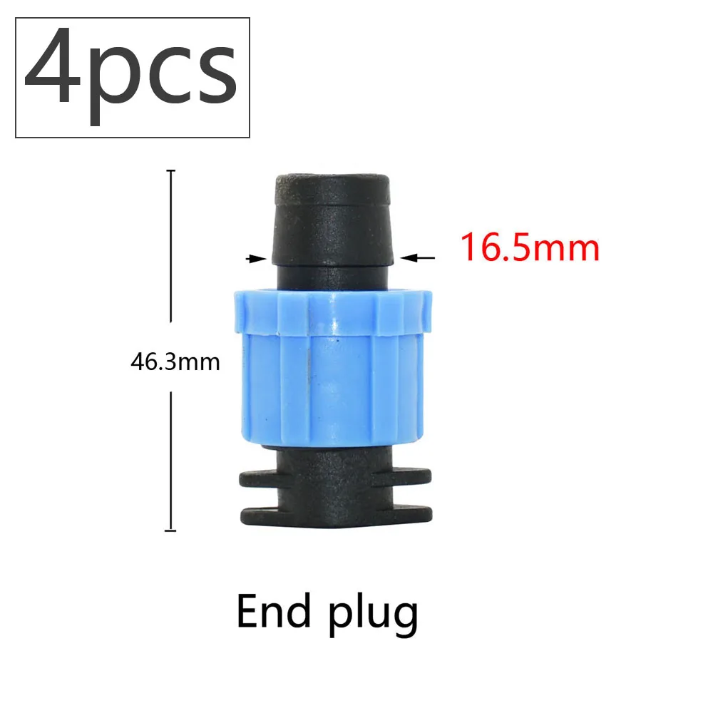 16mm 5/8'' Drip Irrigation Tape Shut-Off Valve Elbow Tee End Plug Thread Lock Connector Garden Watering Pipe Hose Joints