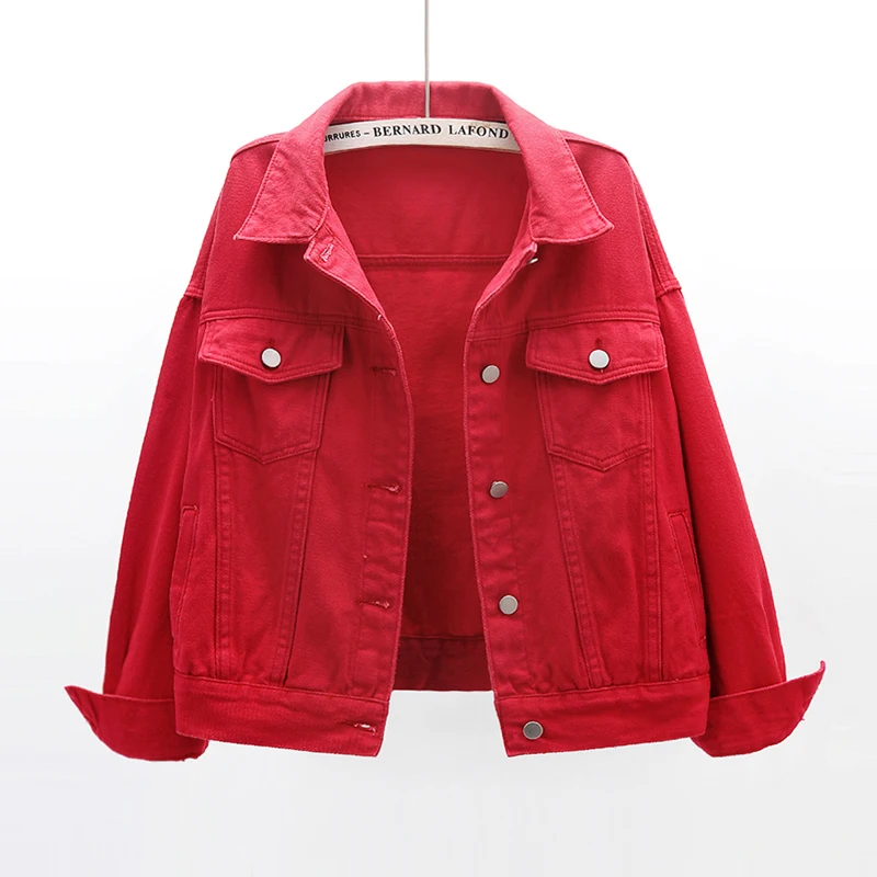 Женская джинсовая куртка с длинным рукавом черная короткая Свободная из денима