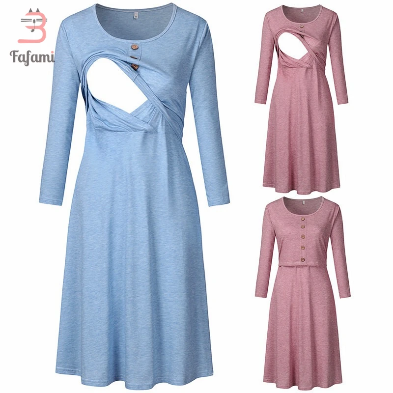 

Женское платье для кормящих матерей с пуговицами, ночная рубашка для кормящих мам, ночная рубашка с длинными рукавами для грудного вскармли...