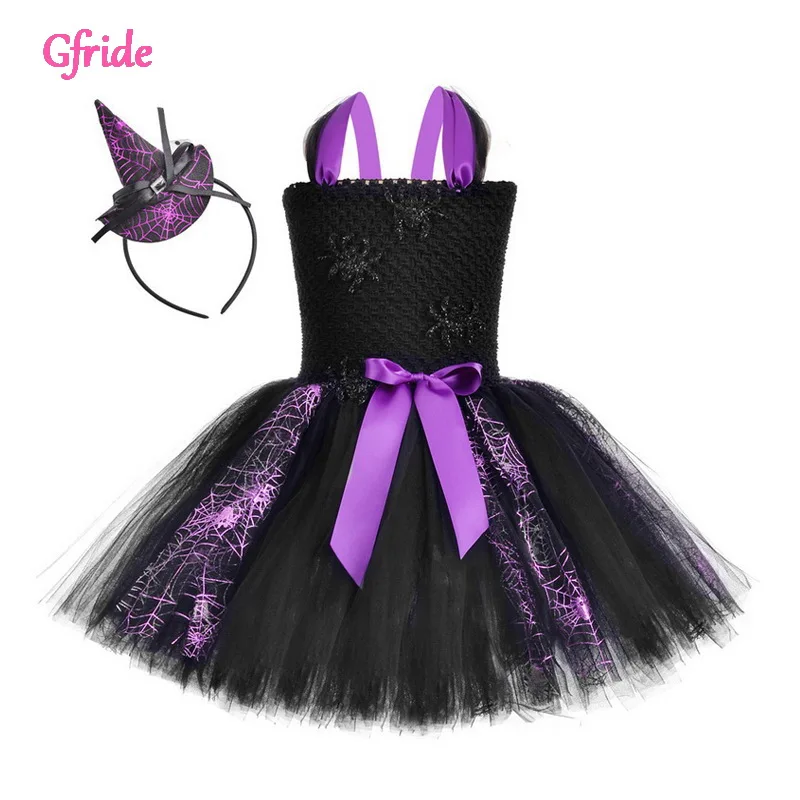 

little Girls Cosplay Spider Super Hero Costumes with Headband Kids Halloween Cartoon Tutu Dress Halloween Birthday Party Dress