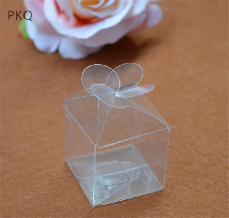 100 шт прозрачная квадратная пластмассовая коробка Подарочная для свадьбы