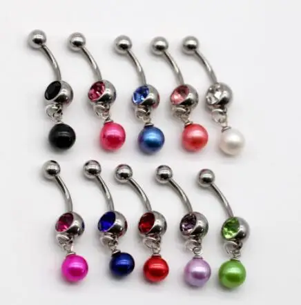 Хирургическое кольцо для пупка из нержавеющей стали с круглым жемчугом