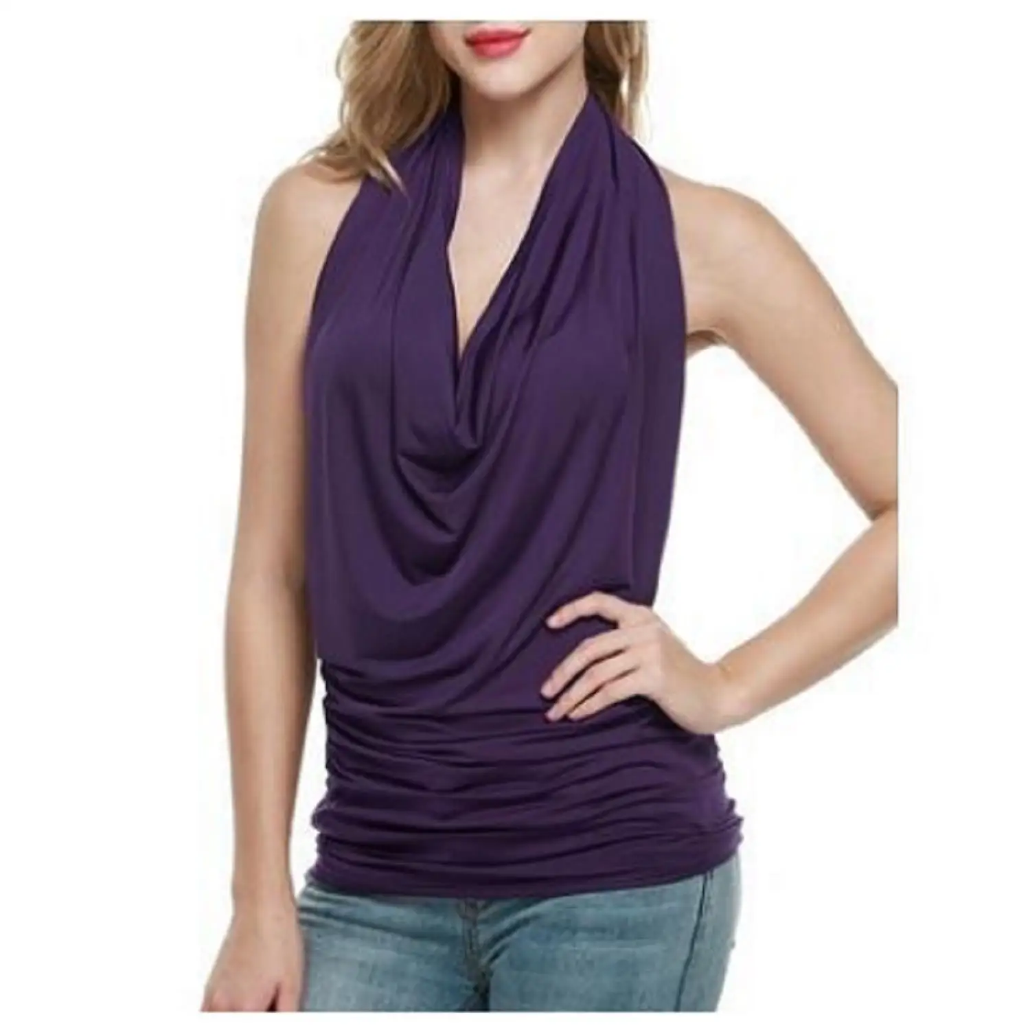 

2021 New Sexy Slim Women's Top Halter Neck Sleeveless Deep V Halter Top T-shirt Women's Clothing Women Fashion Tops