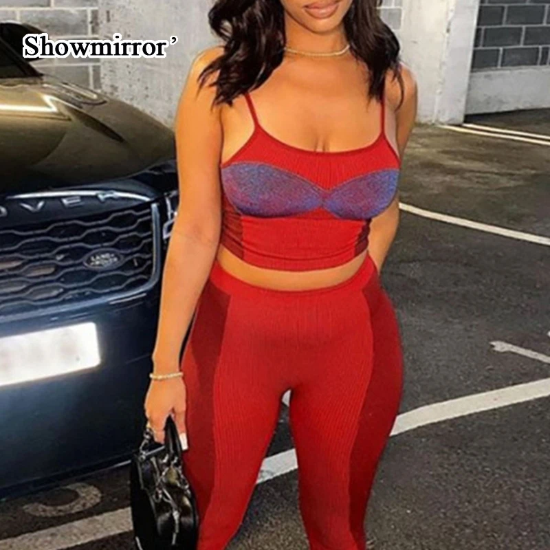 

Комплект брюк Showmirror в стиле High Street женский, пикантный Топ без рукавов, в рубчик, хипстерский, для коррекции фигуры, комплект из 2 предметов, на...