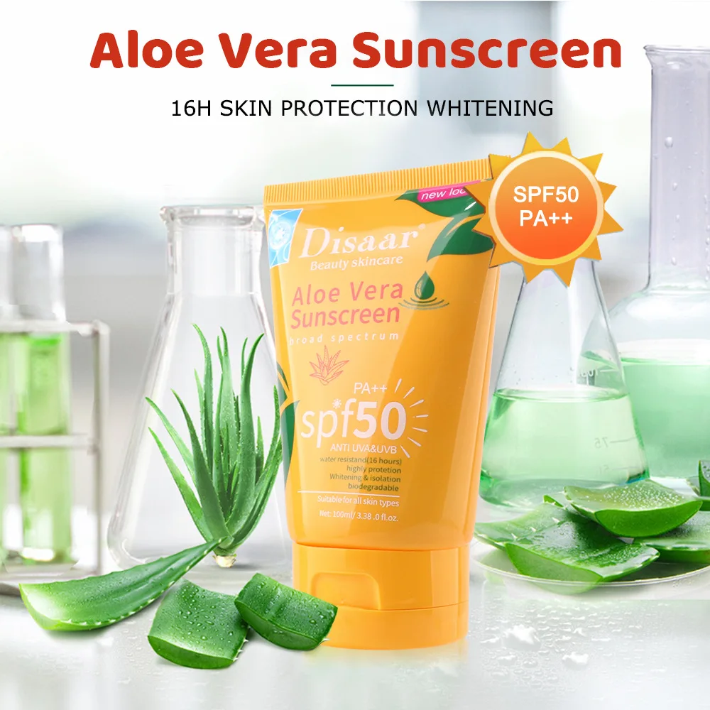 100ml SPF 50+ Aloe Sunscreen Facial Body Whitening Sunblock Oil Control Moisturizing Sweat Proof Skin Cream | Красота и здоровье