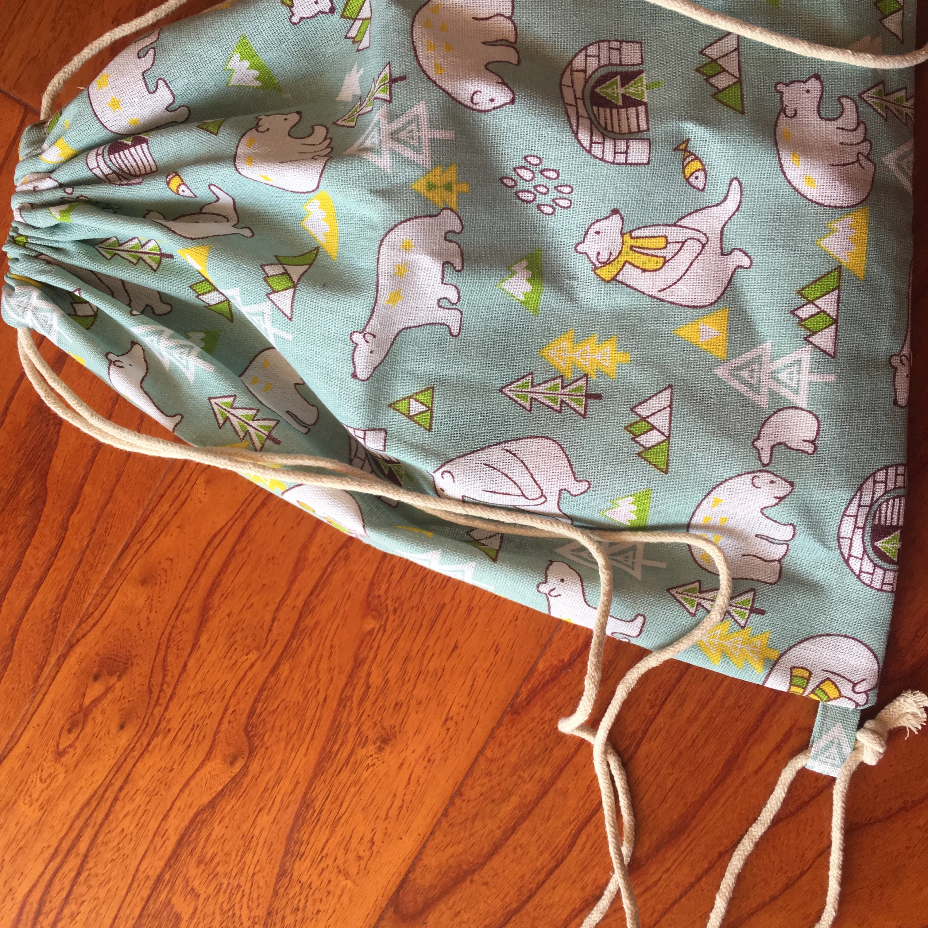 Экологичный рюкзак из хлопка и льна на шнурке сумка для книг обуви с белым