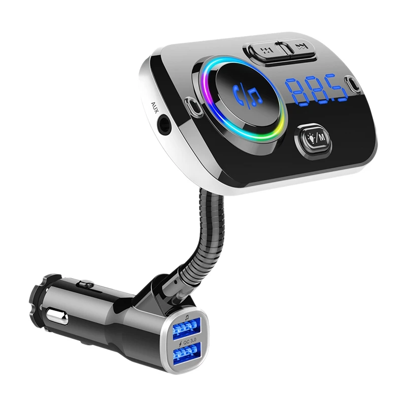 Bluetooth FM Transmitter BC49AQ for Car 7 Color LED Adapter with QC3.0 Charging Siri Google Assistant USB Flash Drive Mi | Автомобили и