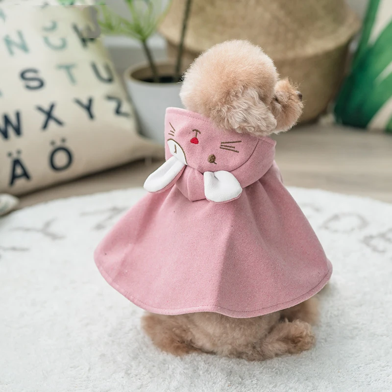 Милый плащ с капюшоном в виде животных для маленьких собак поводком и отверстием