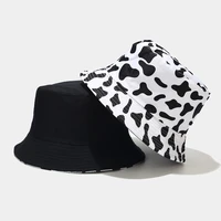 summer bucket hats women cute reversible black white cow bucket hats men spring girl cow print fishing hat travel panama hat