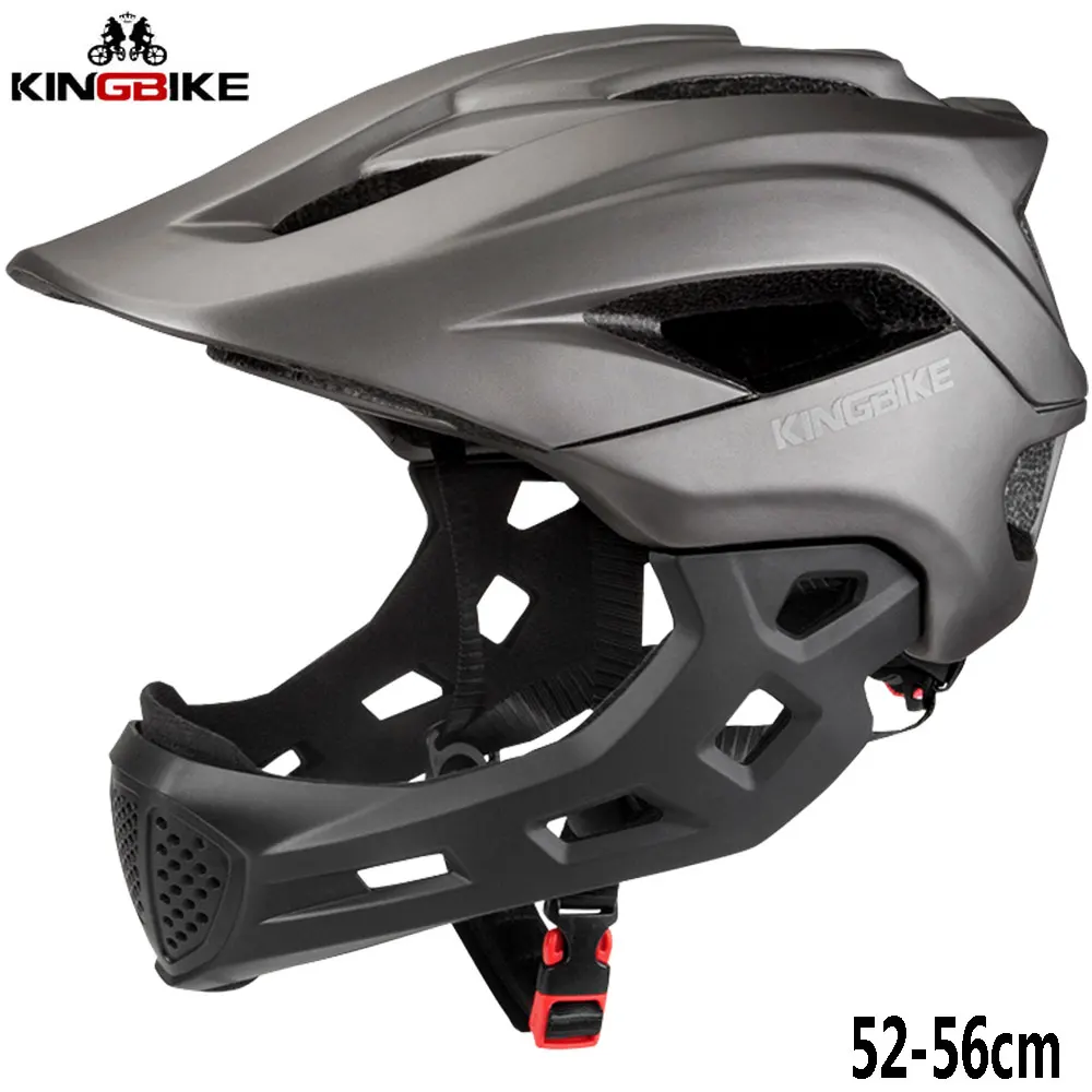 KINGBIKE Adult Full Face MTB Bike Helmet Casco Mountain Road Bicycle Full Covered Helmet Motorcycle Cycling Helmet for Kids - Цвет: J-266-Titanium