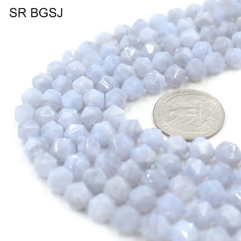 Free Shipping 8mm Faceted Round Polygonal Purple Chalcedony Gems Natural Stone Findings Loose Beads Strand 15&quot | Украшения и