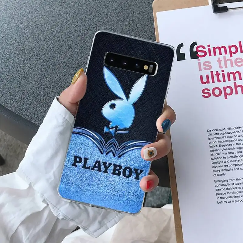

Play Boy Bunny Phone Case For Samsung S10 S10e S8 S9 Plus S7 Edge Note10 9 8 Soft Transparent TPU Cove