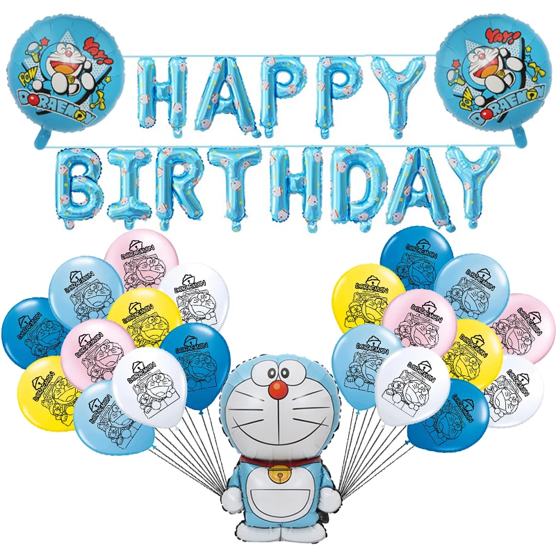 Doraemon воздушные шары из фольги мультфильм Джингл кошки латексные баннер на день
