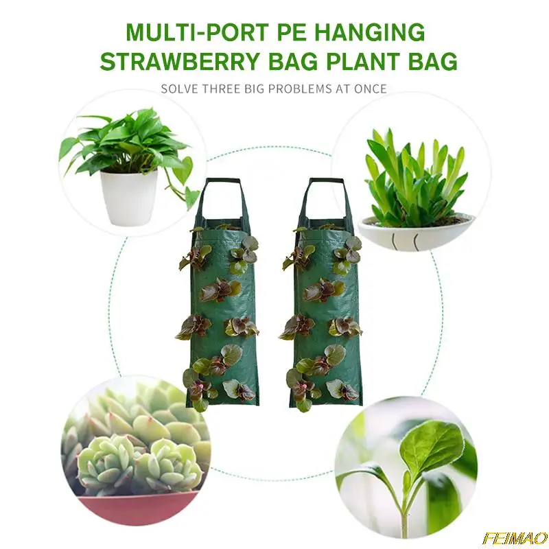 

1 Pc Wall Hanging Vertical Garden Strawberry Plant Grow Bags 4-10 Holes Potato Thickened Garden Carrot Taro Peanut Growing Bag