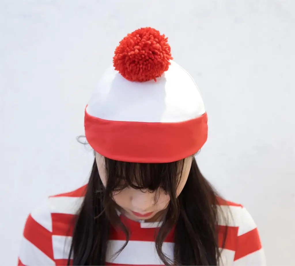 Where's Wally Wenda костюм рубашка в полоску + шляпа очки|Костюмы аниме| |
