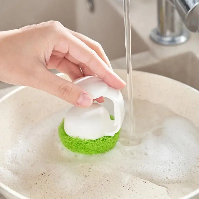 

1pc Short Handle Cleaning Brush Fiber Cleaning Ball Wall Glass Cleaning Brush Dishwashing Brush Pot Brush Kitchen Accessories