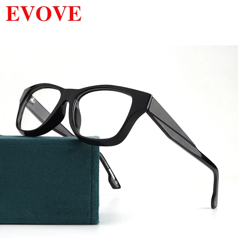Оправа для очков Evove мужчин и женщин черные ацетатные очки толстые винтажные по