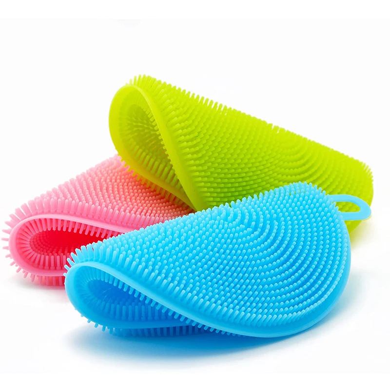 

3 Pack Silicone Sponge Food Grade Reusable Sponges for Dishes Dishwasher Double Sided Silicon Brush Dish Scrubber