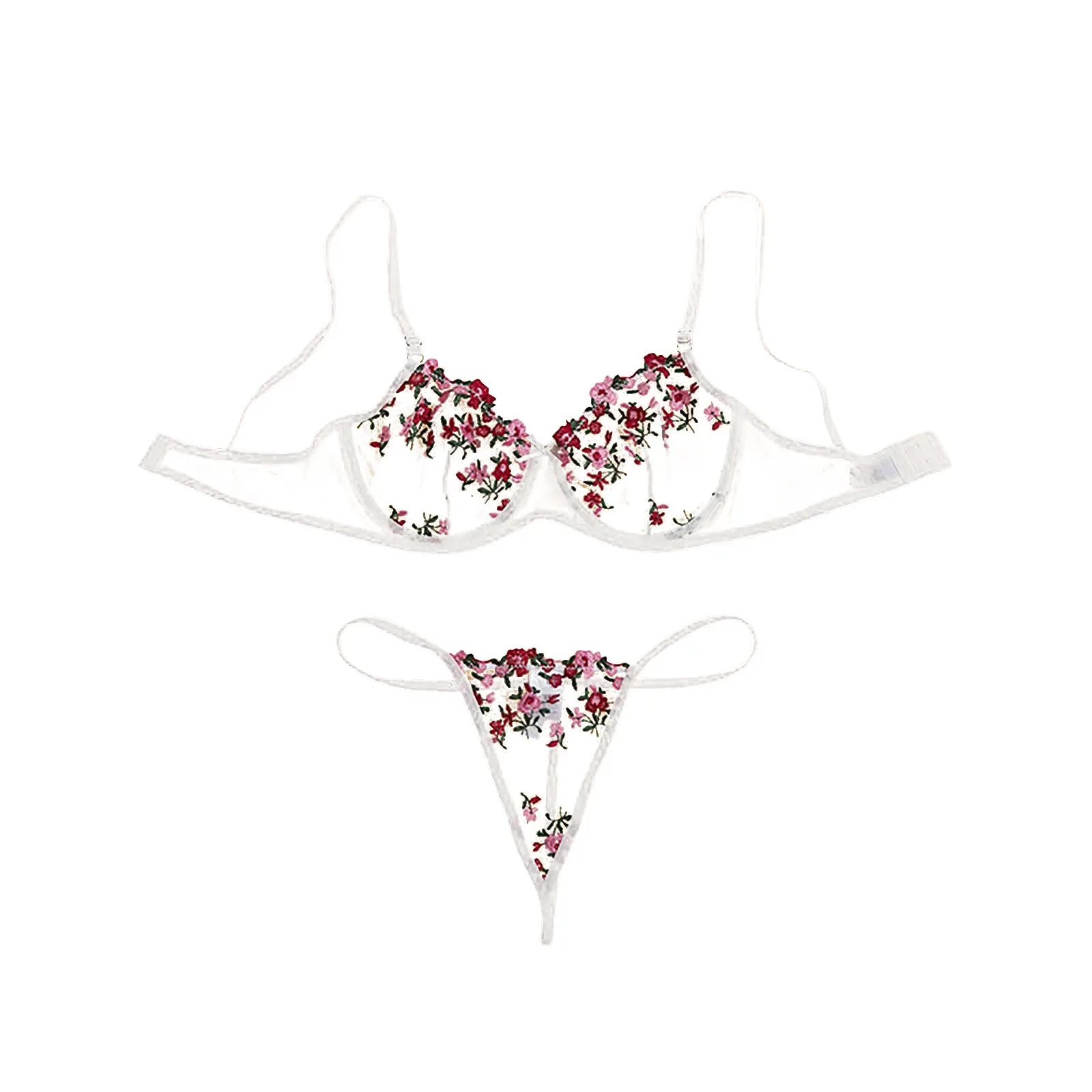 

Women Sexy Flower Splicing Wireless Bra Lingerie Sleepwear Pajamas Underwear Set Women Sexy Lace Panties Transparent Underpant