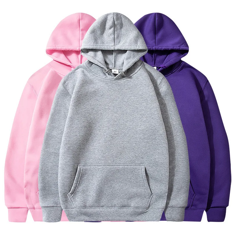 

winter men's and women's class uniform Pullover advertising shirt solid color blank hooded Plush sweater wholesale
