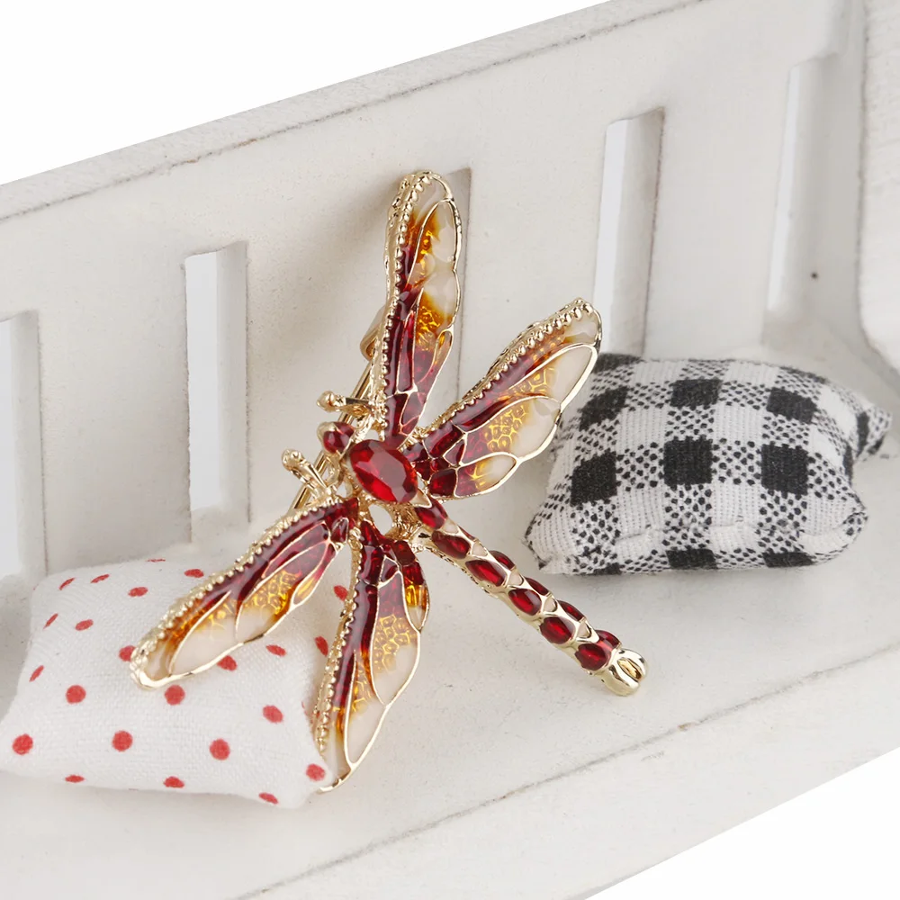 Женская Брошь Стрекоза зеленое насекомое с эмалевым покрытием брошь в виде