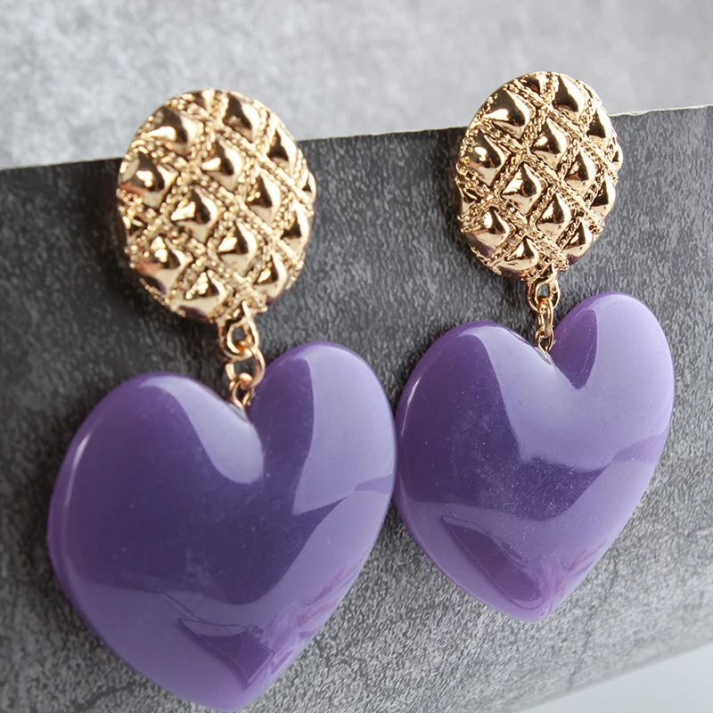 Женские серьги в форме сердца большие розовые женские винтажные геометрические