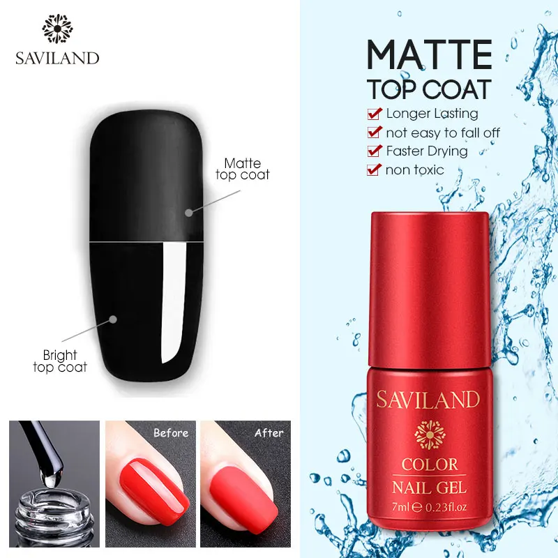 7ml Matt Top Coat Saviland 1 шт. матовое верхнее покрытие УФ-гель для дизайна ногтей лак 10 мл матовый верхнее покрытие Светодиодный УФ замачиваемый УФ-гель лак - Цвет: 7ml Matt Top Coat