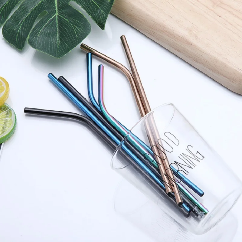 Набор многоразовых трубок из нержавеющей стали 5 шт. титановое покрытие металл 304