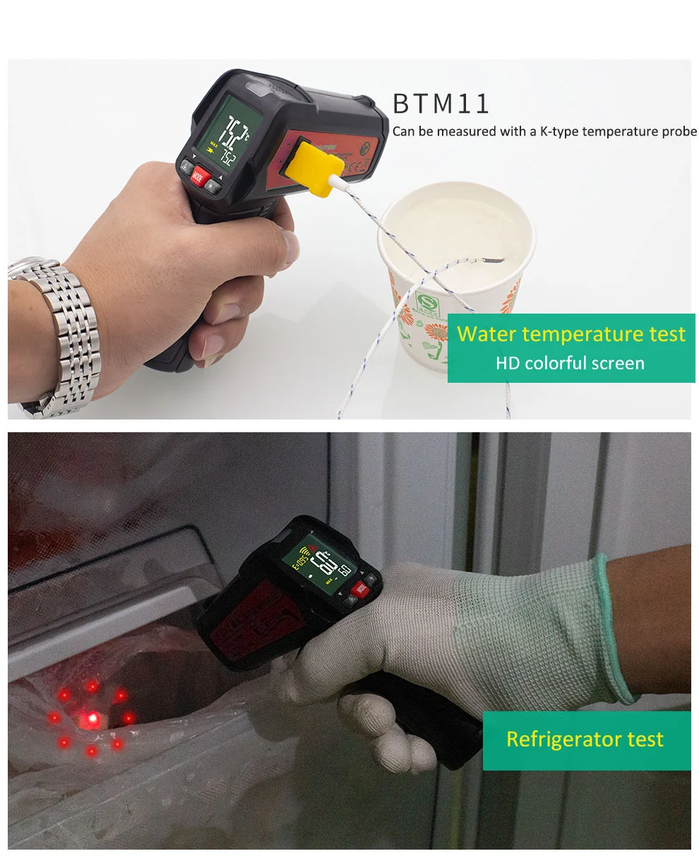 Цифровой инфракрасный термометр BSIDE BTM11 IR-LCD цветной экран измеритель