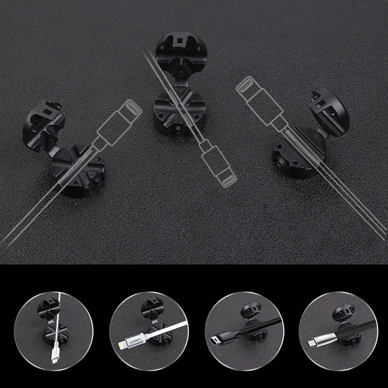 

4Pcs Power Cord Data Line Holder Clip USB Charger Organizer Storage Hub Cable Wire Desktop Carbon Fiber Magnetic Accessories