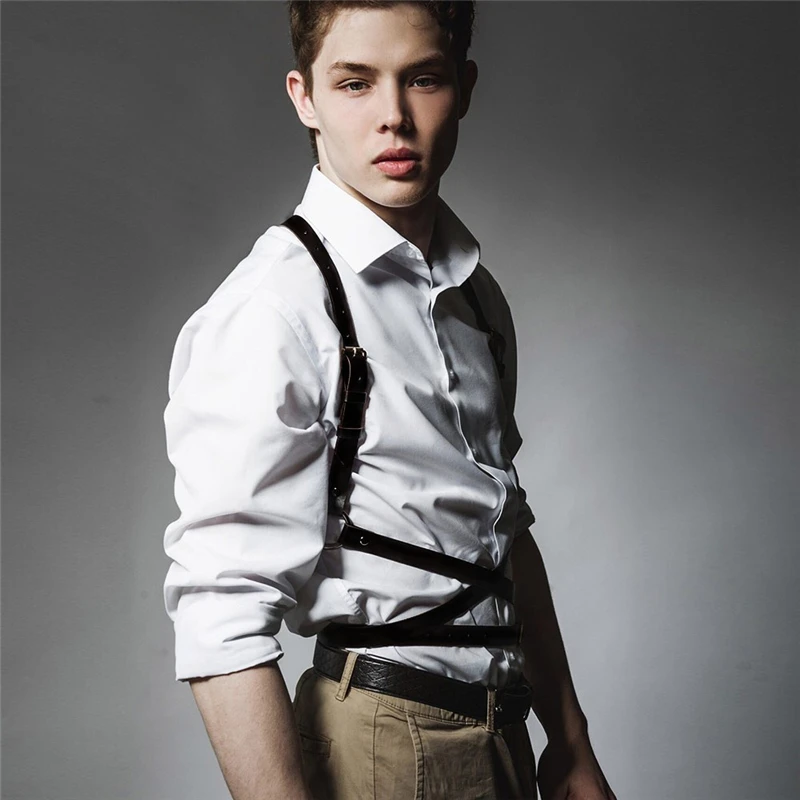 Фетиш мужские кожаные экзотические топы нагрудные ремни регулируемые для БДСМ