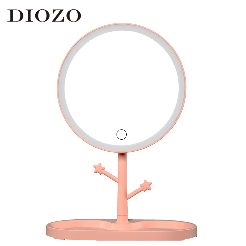 Светодиодное косметическое зеркало с подсветкой настольное вращающееся круглой