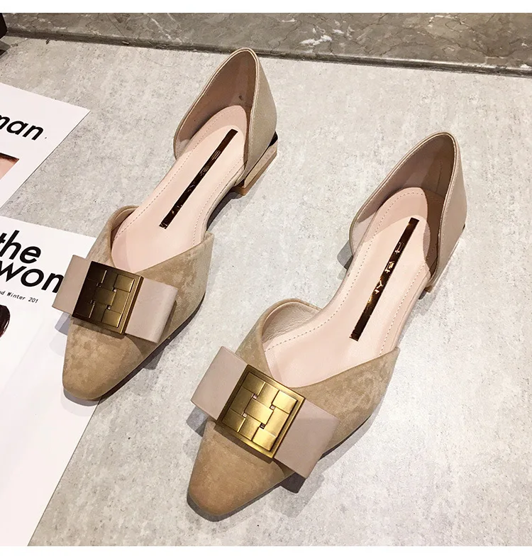 

Casual Woman Shoe Low Heels Pointed Toe All-Match Crystal Female Footwear Shallow Mouth Elegant Rhinestone New Dress Comfortable