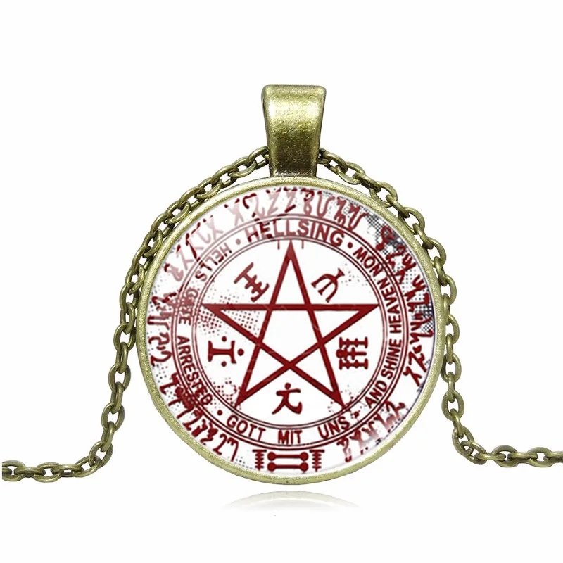 Hellsing Alucard Pentagram Necklace Glass Cabochon Jewelry Statement Pendant Necklaces Wholesale | Украшения и аксессуары
