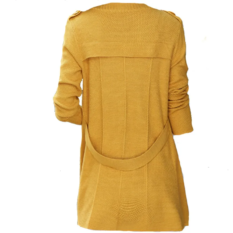 

New Autumn Spring Women Sweater Cardigans Fashion Casual O Neck Double Breasted Warm Long Female Knitted Coats