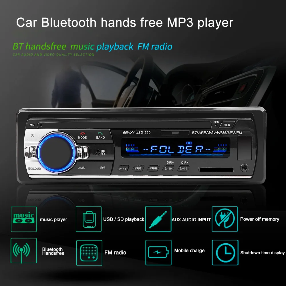 

Kebidu 12v Bluetooth Car Radio 1DinAutoradio Auto Stereo V2.0 FM Aux Input Receiver Phone Charging Car Audio SD USB MP3 MMC WMA