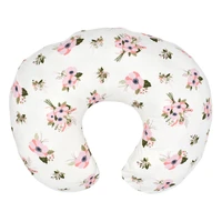 2pcs nursing pillow covers u shaped slipcover breastfeeding cushion cover for newborn infant white with floralspink