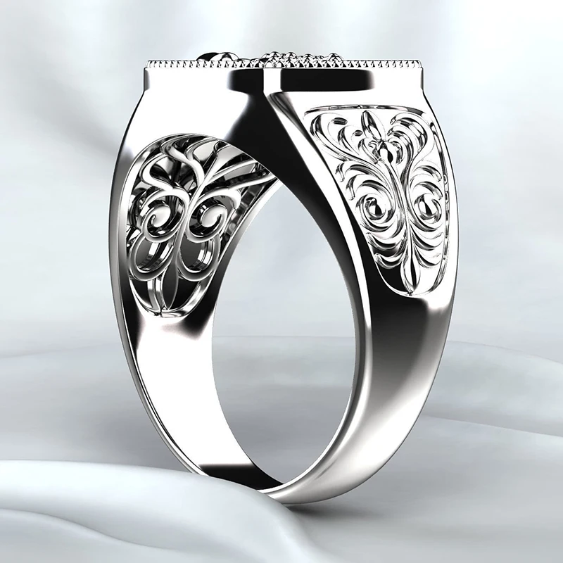 

Punk scorpio black silver color rings for men signet mens biker hip hop jewelry super cool scorpion rings A3T498