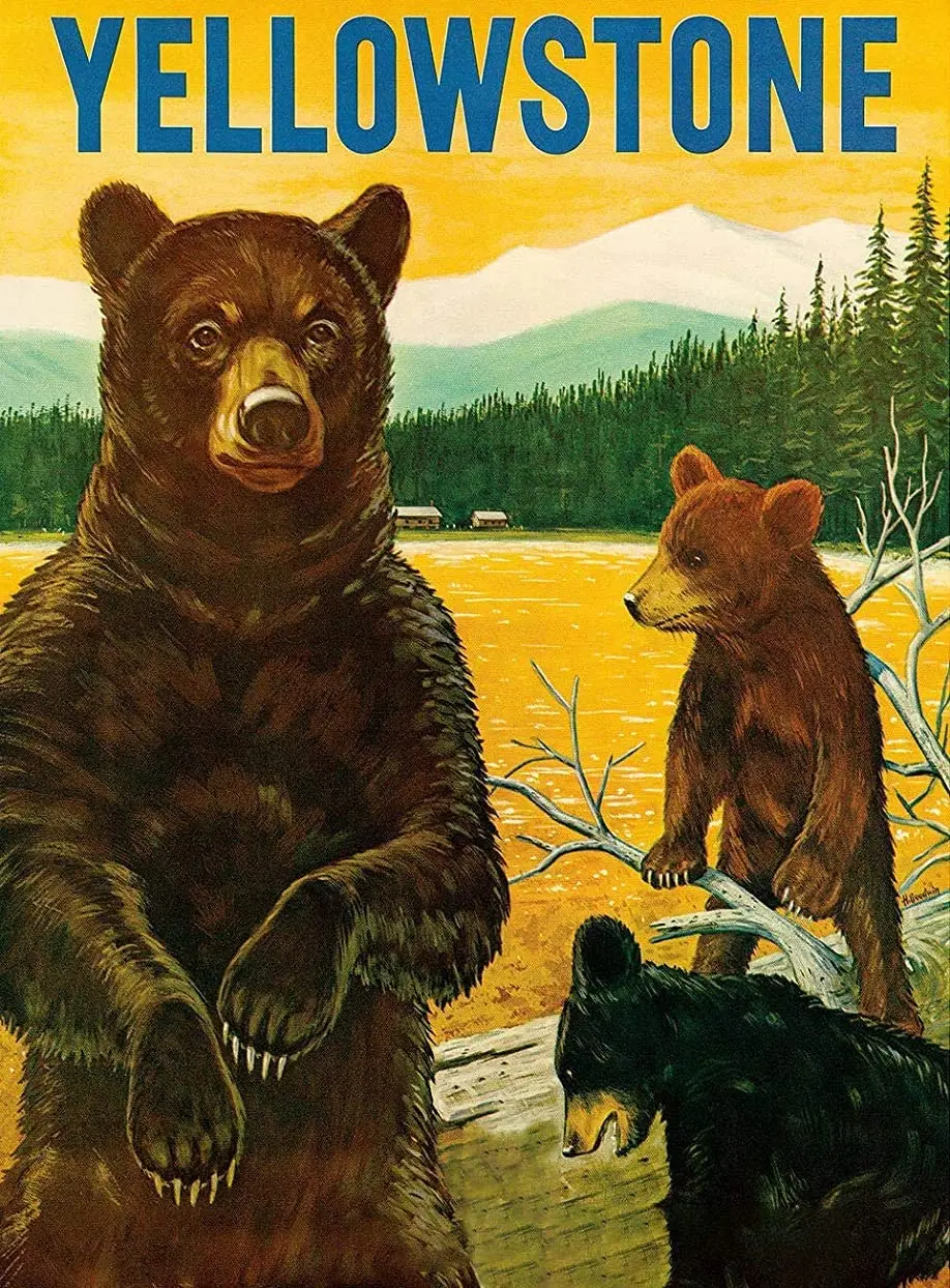 

Yellowstone National Park Wyoming Vintage World Travel Metal Plaque Wall Poster Plaque for Home Kitchen Bar Metal Poster