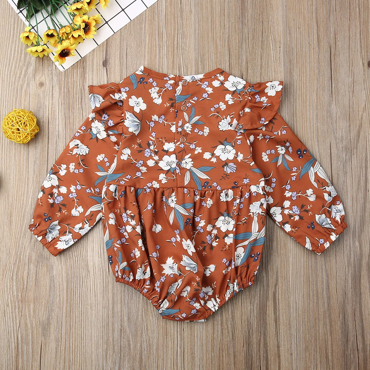 Модный Осенний комбинезон с принтом для маленьких девочек длинными рукавами и