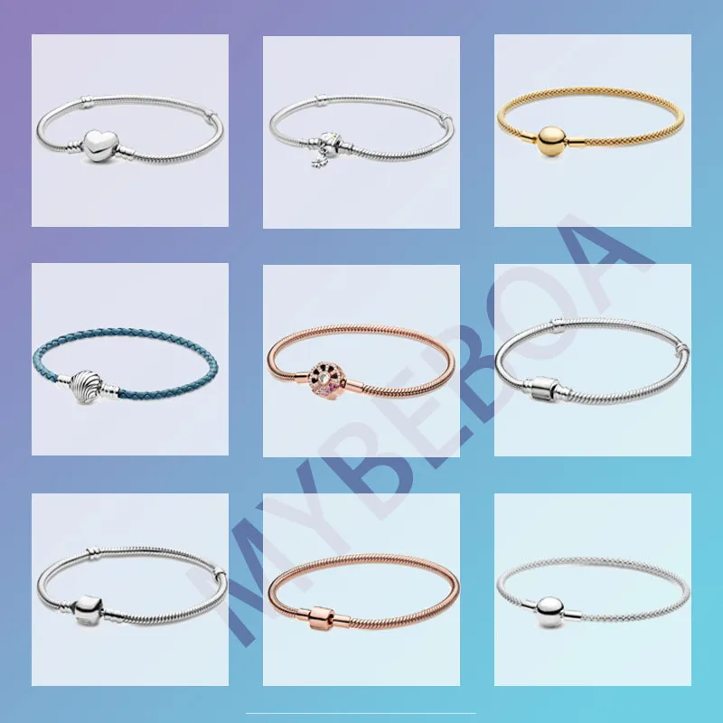 

2020 New Arrivals 925 Solid Silver Bracelet Rose Golden Color Daisy Flower Barrel Clasp Snake Chain Bracelet Women Jewelry