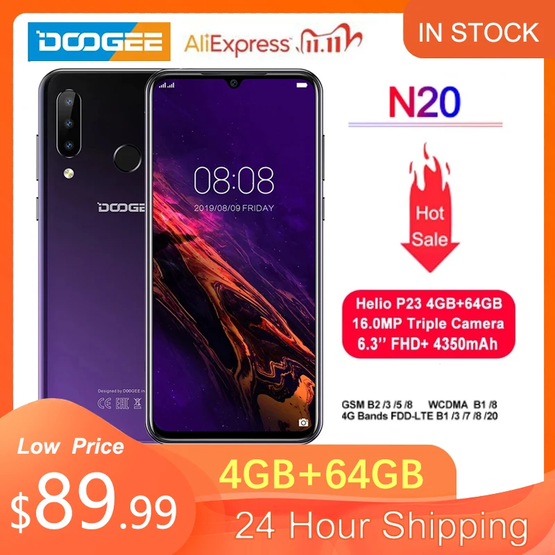 DOOGEE N20 смартфон с 5 дюймовым дисплеем восьмиядерным процессором ОЗУ 4 Гб ПЗУ 64 ГБ 16