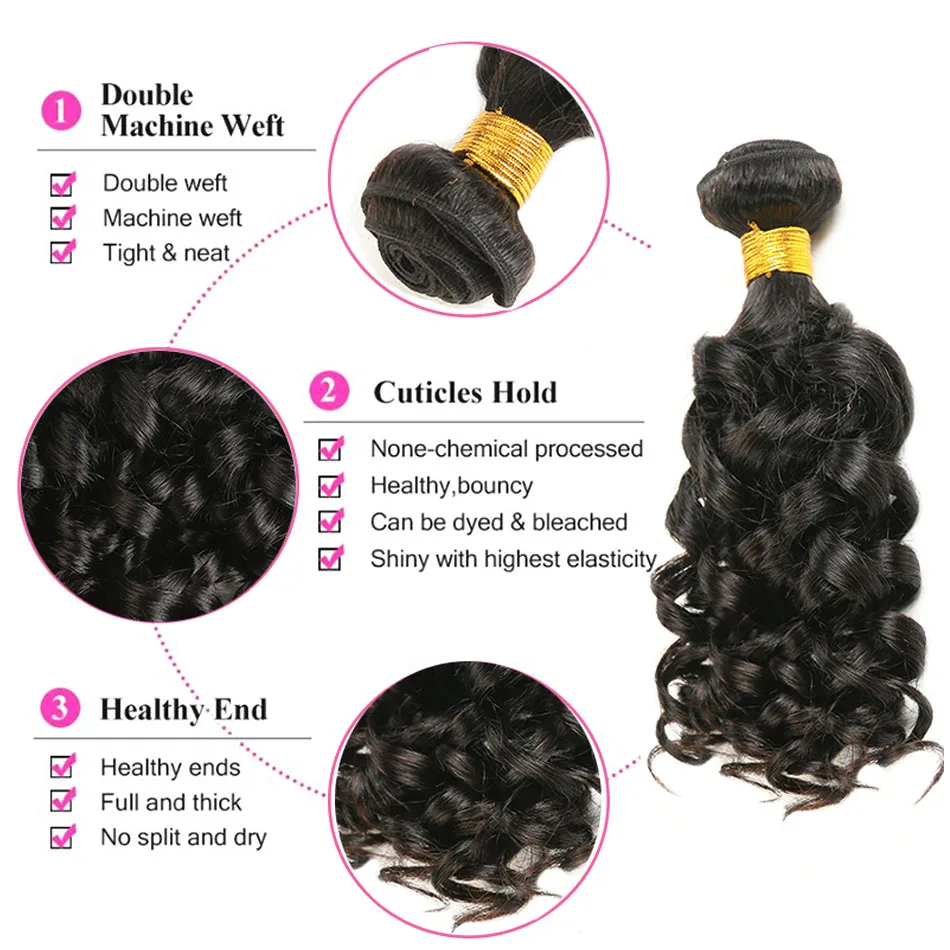 Волнистые вьющиеся волосы 3 пучка 100% бразильские человеческие плетение для