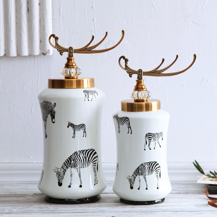 

Modern Nordic ceramic storage tank simple American decorative ornaments creative handicrafts in living room porch wine cabinet