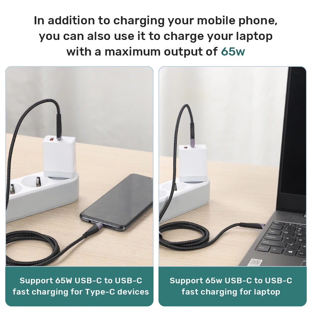 Кабель TOPK AP74 USB C к Type кабель для быстрой зарядки PD 65 Вт MacBook Pro iPad Quick Charge 4 0 USBC Type-C