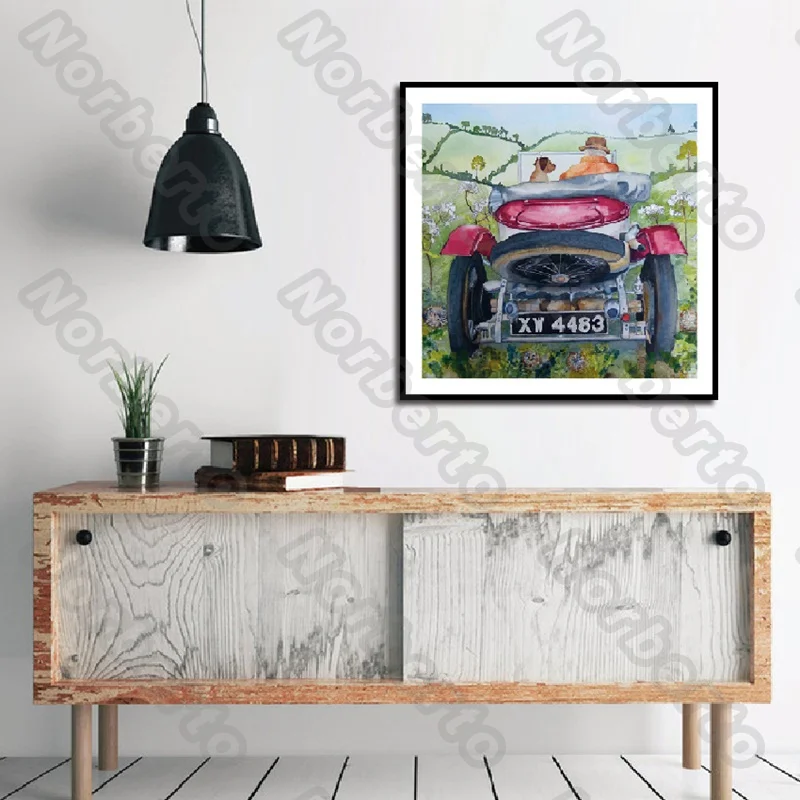 

Watercolor Drawing Pictures Canvas Painting and Posters Wall Trucks In a Wild Field for Living Room Bedroom Restaurant Decoratio