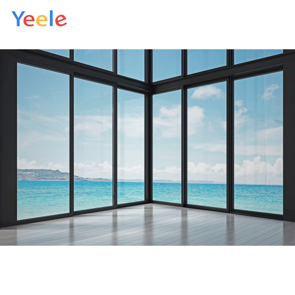 Yeele темное окно рамка голубое небо море фото фон на заказ портретная фотозона