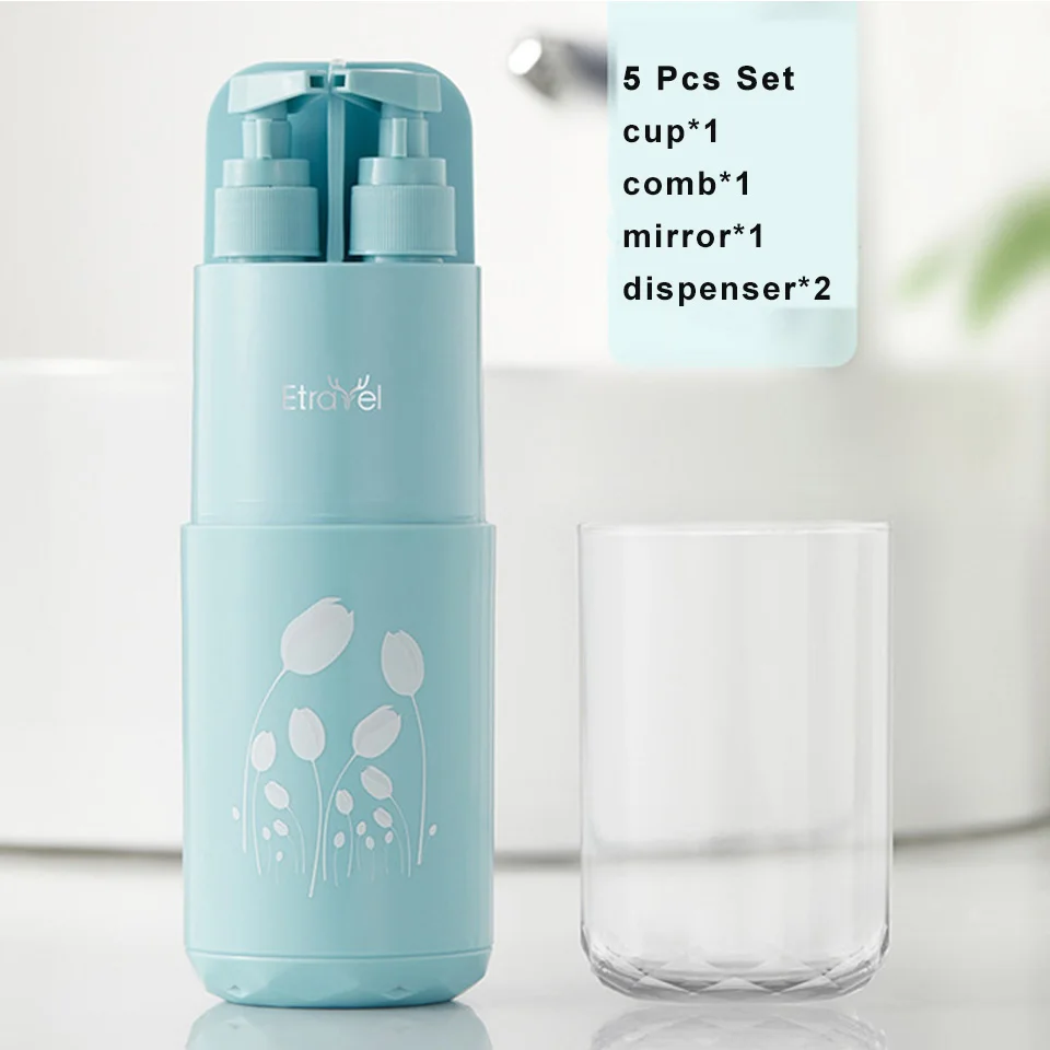 5 pcs set blue MSJO 4 в 1 дорожный диспенсер для геля и лосьона для душа шампунь диспенсер Аксессуары Мега душ Пресс контейнер многоразового мыла бутылки - Цвет: 5 pcs set blue