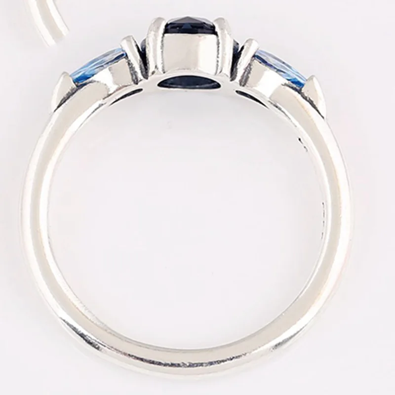 

Original 925 Sterling Silver Pan Ring Beautiful Light Blue With Crystal Cz Ring For Women Wedding Party Gift Fashion Jewelry